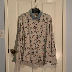 Native American Print Button Down